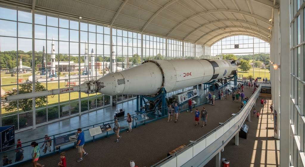The iconic Saturn V rocket at the U.S. Space & Rocket Center